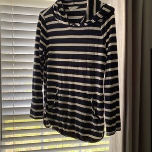 Navy and White Top with Hoodie